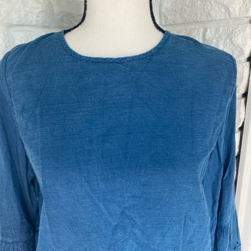 Blue Patterned Bell-Sleeve Top - Picture 8 of 8